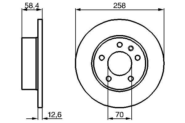 BOSCH 0 986 478 266: Δισκόπλακα Ø: 258mm, πλήρες, Ø: 258mm, λαδωμένο