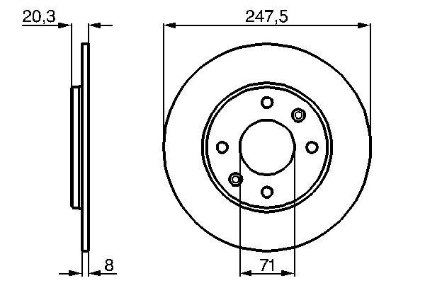 BOSCH 0 986 478 371: Piduriketas Ø: 247mm, täis, Ø: 247mm, õlitatud