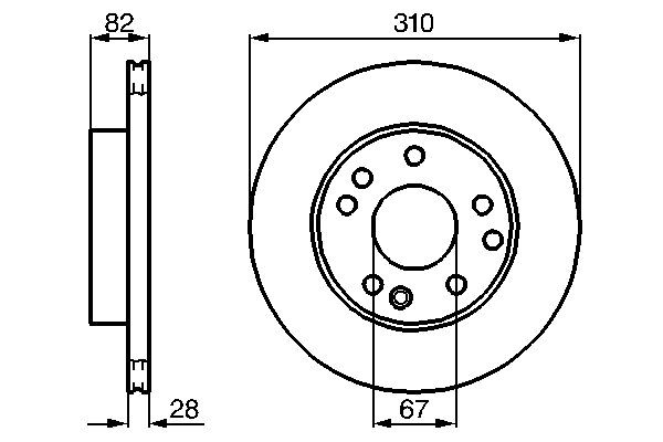 BOSCH 0 986 478 528: Stabdžių diskas Ø: 310mm, ventiliuojama, vidinis ventiliavimas, Ø: 310mm, padengta alyva, su varžtais