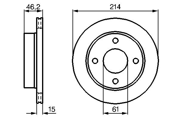 BOSCH 0 986 478 637: Piduriketas Ø: 214mm, õhutusega, sisemine õhutus, Ø: 214mm, õlitatud