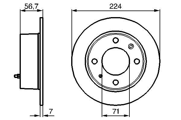 BOSCH 0 986 478 749: Bremseskive Ø: 224mm, fuldstændigt, Ø: 224mm, olieret