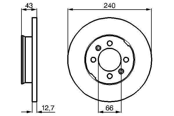 BOSCH 0 986 478 819: Δισκόπλακα Ø: 240mm, πλήρες, Ø: 240mm, λαδωμένο, Με βίδες