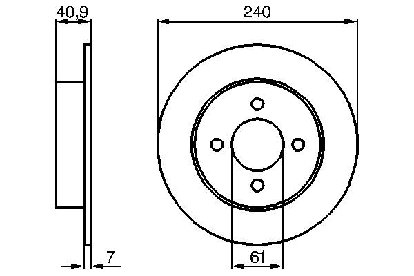 BOSCH 0 986 479 104: Bremseskive Ø: 240mm, fuldstændigt, Ø: 240mm, olieret