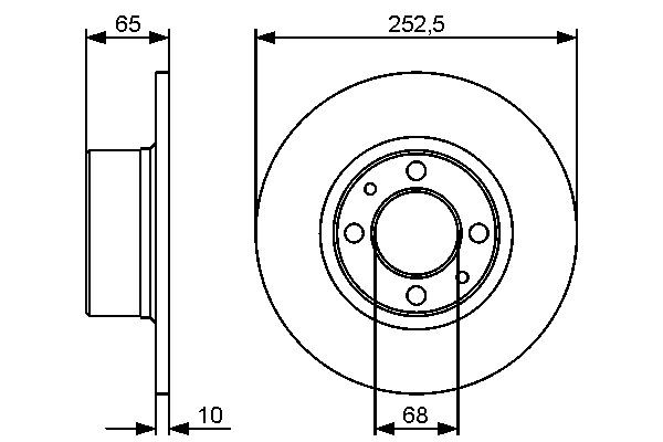 BOSCH 0 986 479 435: Bremseskive Ø: 252,2mm, fuldstændigt, Ø: 252,2mm, olieret, med skruer
