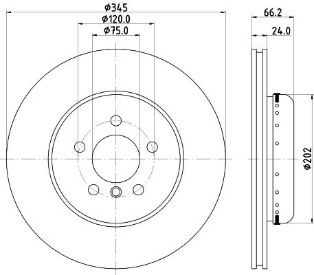 MINTEX MDCB2579: Stabdžių diskas Ø: 345mm, vidinis ventiliavimas, 609, be rato stebulės, be rato tvirtinimo smeigių