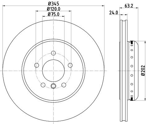 MINTEX MDCB2586: Stabdžių diskas Ø: 345mm, vidinis ventiliavimas, 609, be rato stebulės, be rato tvirtinimo smeigių