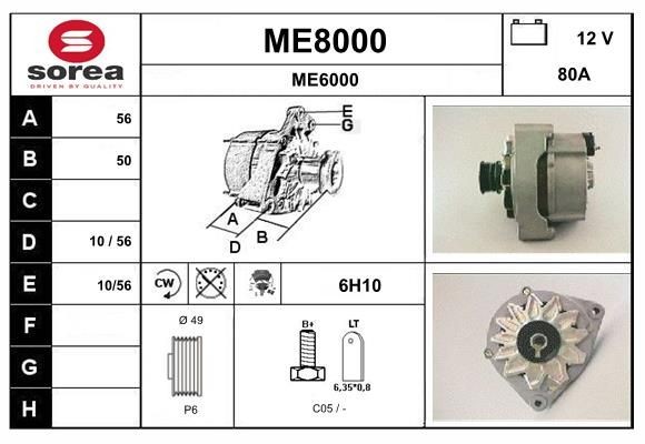 SNRA ME8000: Alternator 80A, ze zintegrowanym regulatorem