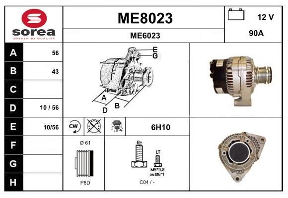 SNRA ME8023: Alternator 90A, ze zintegrowanym regulatorem