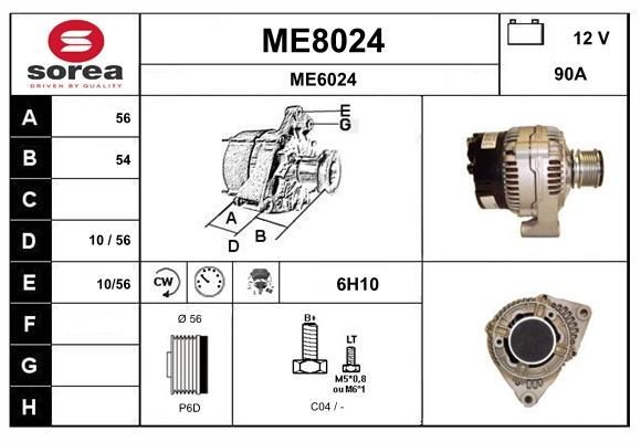 SNRA ME8024: Alternator 90A, ze zintegrowanym regulatorem
