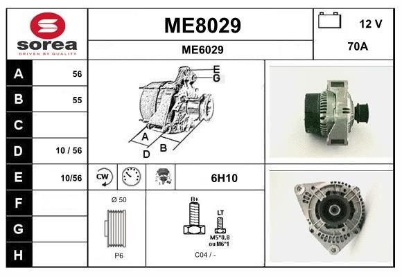 SNRA ME8029: Alternator 70A, ze zintegrowanym regulatorem