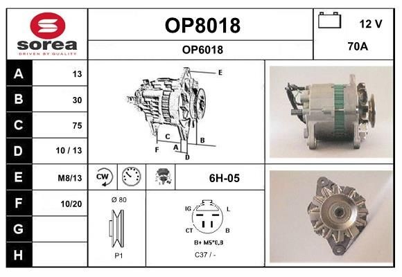 SNRA OP8018: Alternator 70A, cu regulator integrat