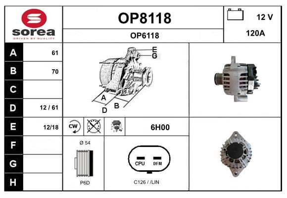 SNRA OP8118: Alternátor 120A, so zabudovanym regulatorom