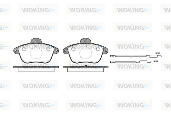 WOKING P5013.14: Fékbetét készlet, tárcsafék elsőtengely, Tartozékokkal, Ragasztó fóliával