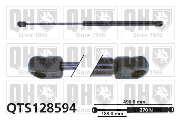 QUINTON HAZELL QTS128594: Αμορτ. αερίου, χώρος αποσκ. / φόρτωσης 496mm