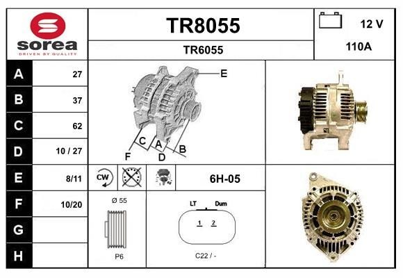 SNRA TR8055: Alternator 110A, cu regulator integrat