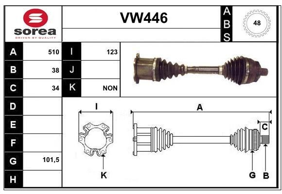 SERA VW446: Piedziņas vārpsta 510mm