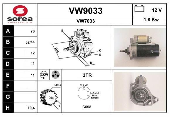 SNRA VW9033: Štartér 1,8kW