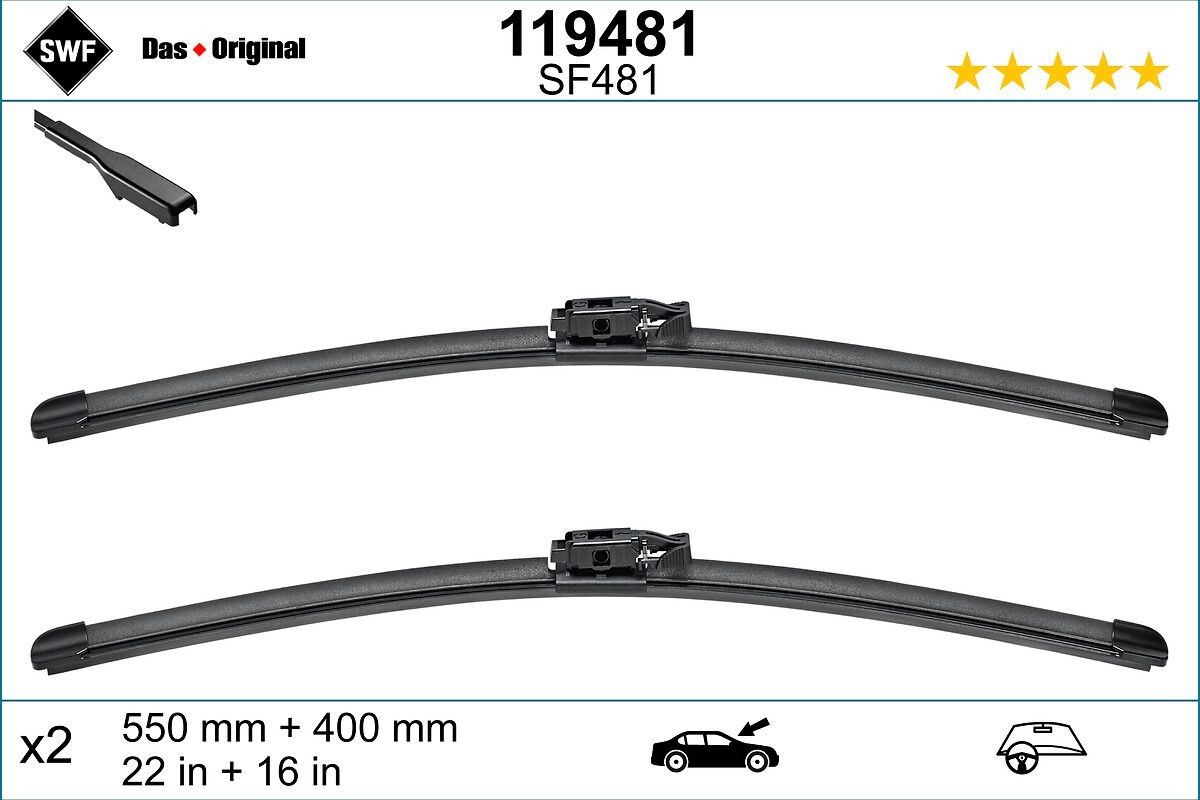 SWF 119481: Ablaktörlő lapát elöl, 550mm