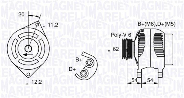 MAGNETI MARELLI 063731223010: Laturi 100A