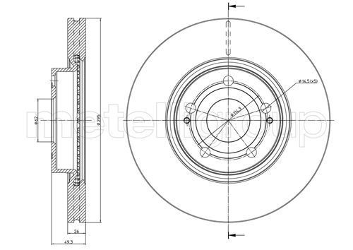 METELLI 23-0772C: Piduriketas Ø: 295,0mm, õhutusega, Ø: 295,0mm, värvitud