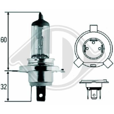 DIEDERICHS LID10009: Pære, fjernlys 12V, 55, 60W, H4
