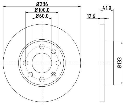 DON PCD11202: Brzdový kotouč R: 236mm, plný, R: 236mm, částečně povrstvený, bez náboje kola, bez ložiska (kola), bez šroubů vozidlového kola