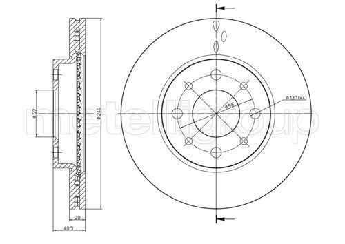 CIFAM 800-754C: Piduriketas Ø: 240mm, õhutusega, Ø: 240mm, värvitud