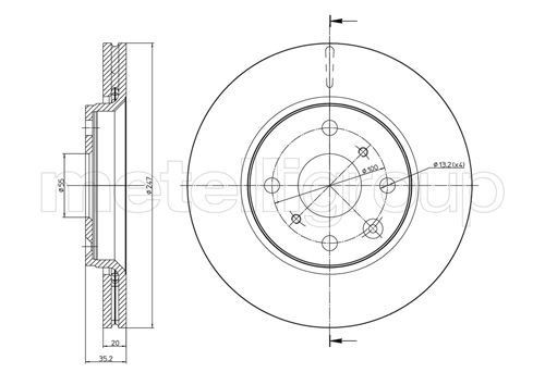 CIFAM 800-834C: Piduriketas Ø: 247,0mm, õhutusega, Ø: 247,0mm, värvitud