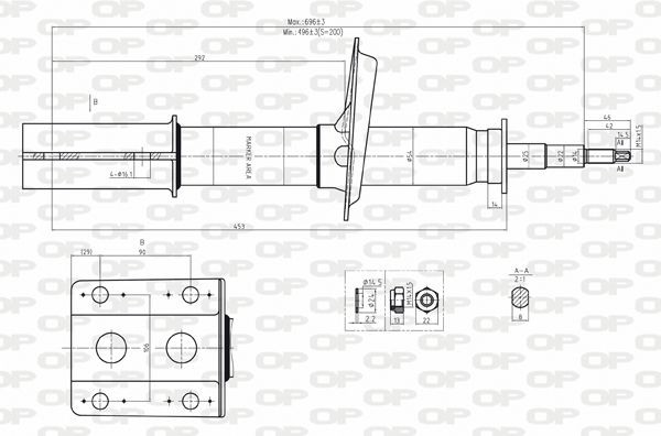 OPEN PARTS SAB8039.11: Lengéscsillapító elsőtengely, olajnyomásos, Gólyaláb