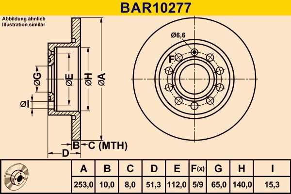 Barum BAR10277: Bremsscheibe Ø: 253,0mm, voll, Ø: 253,0mm