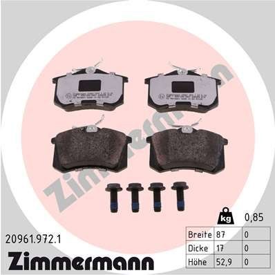 ZIMMERMANN 20961.972.1: Stabdžių kaladėlės rd:z Nuotrauka atitinka pristatytą prekę, su varžtais
