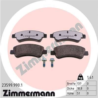 ZIMMERMANN 23599.990.1: Bremseklodser rd:z Billede svarer til leveringsomfang, med skruer