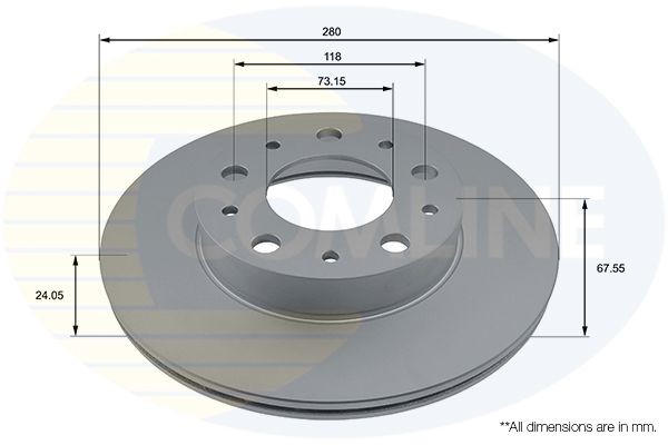 COMLINE ADC4002V: Stabdžių diskas Comline Ø: 280mm, vidinis ventiliavimas, Ø: 280mm, padengta