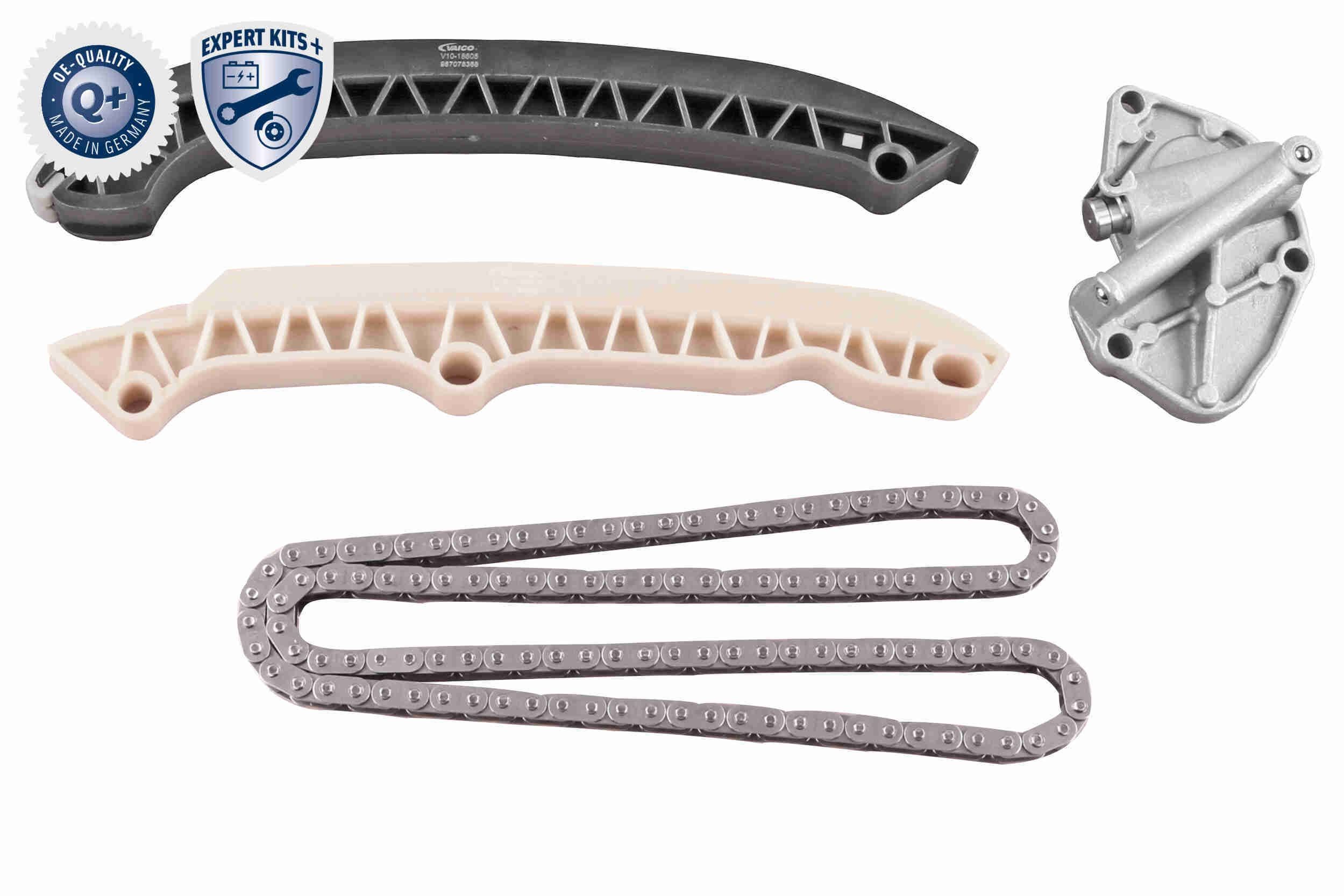 VAICO V10-10008-BEK: Kit de chaîne de distribution avec coulisses, avec tendeur de chaîne, pour arbre à cames, EXPERT KITS +