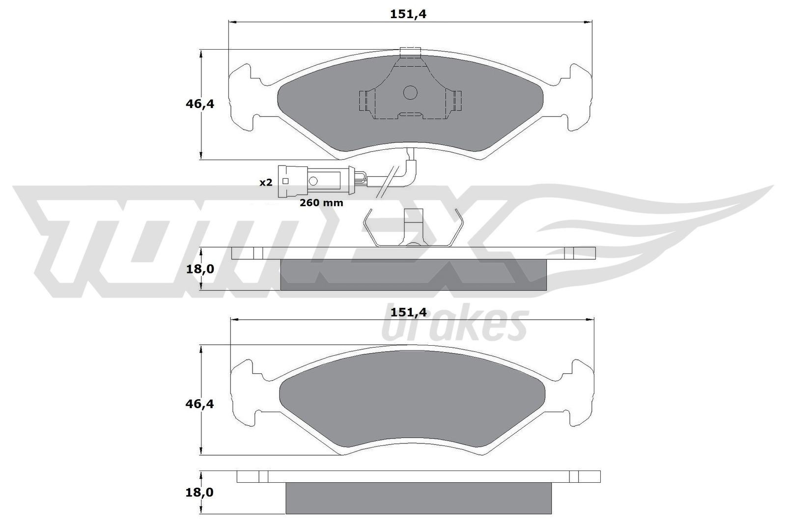 TOMEX brakes TX 10-282: Piduriklotsid Esisild