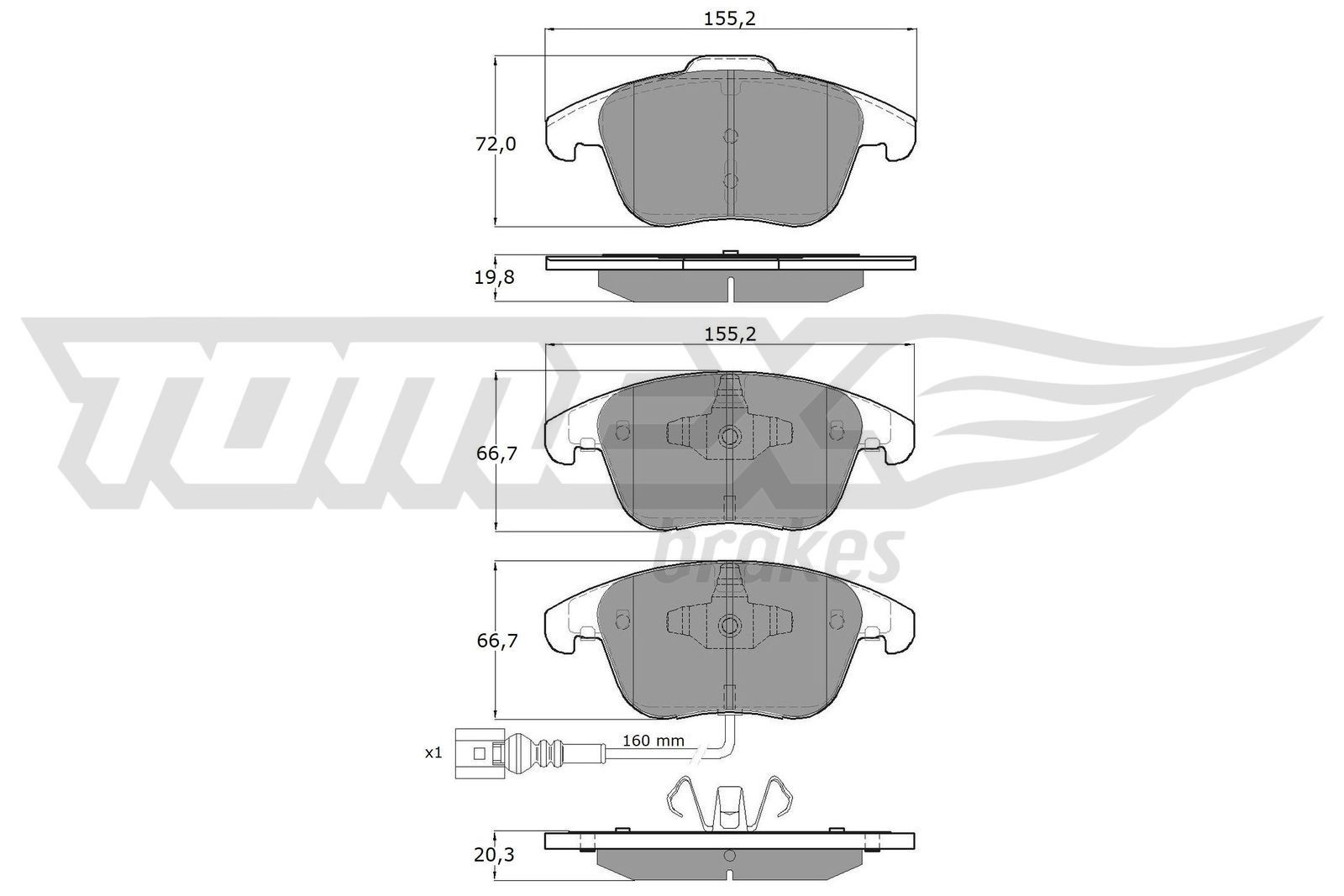 TOMEX brakes TX 15-82: Piduriklotsid Esisild