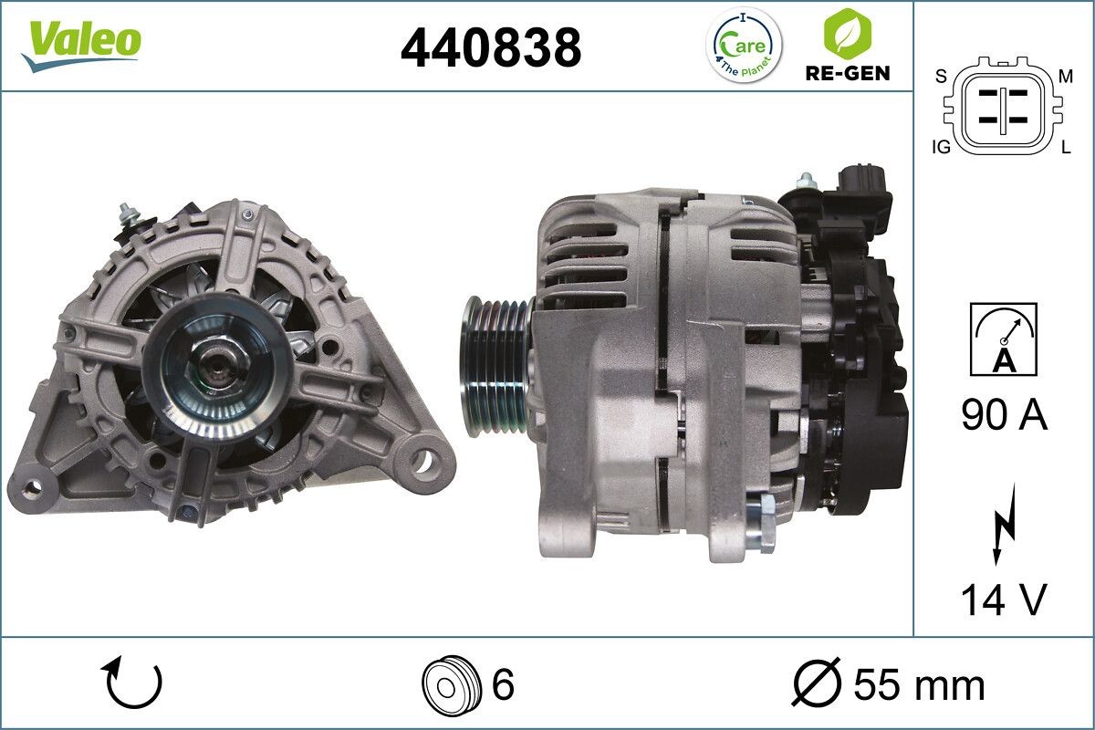 VALEO 440838: Alternatore VALEO RE-GEN REMANUFACTURED 90A