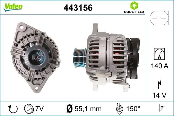 VALEO 443156: Laturi VALEO CORE-FLEX 140A