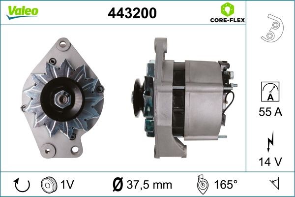 VALEO 443200: Laturi VALEO CORE-FLEX 55A