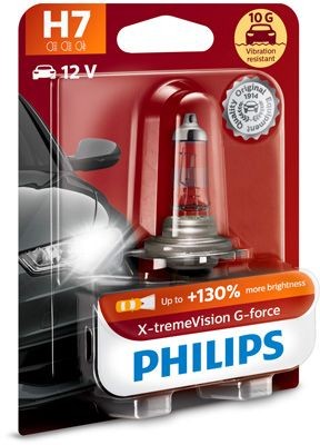 PHILIPS 12972XVGB1: Pære, fjernlys X-tremeVision G-force 12V, 55W, H7
