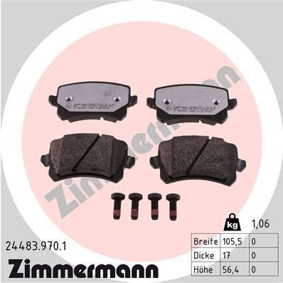 ZIMMERMANN 24483.970.1: Stabdžių kaladėlės rd:z Nuotrauka atitinka pristatytą prekę, su varžtais