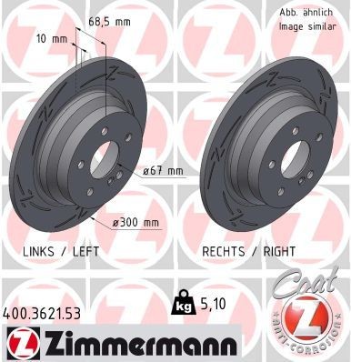 ZIMMERMANN 400.3621.53: Piduriketas BLACK Z Ø: 300mm, täis, piludega, Ø: 300mm, kaetud