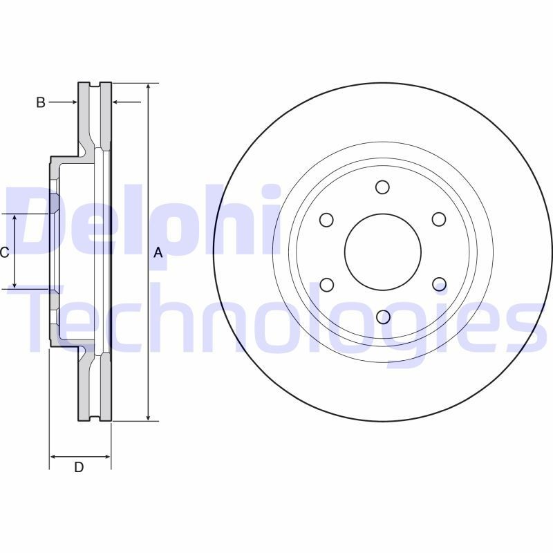 DELPHI BG4941: Piduriketas Ø: 296mm, õhutusega, Ø: 296mm, õlitatud