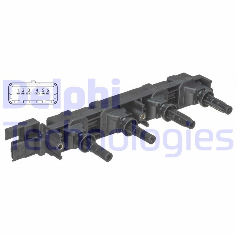 DELPHI GN10502-12B1: Tændspole 12V, 6-polet
