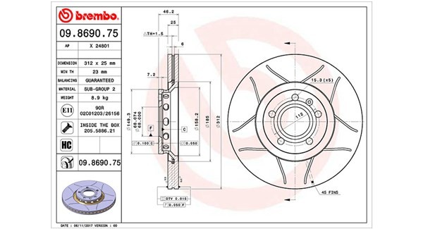 MAGNETI MARELLI 360406001605: Piduriketas Ø: 312mm, piludega, Ø: 312mm, koos kruvidega
