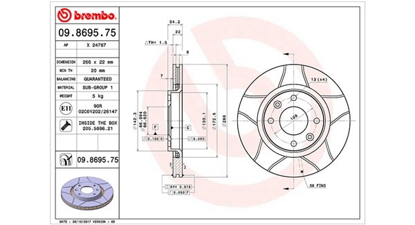 MAGNETI MARELLI 360406018705 Bremsscheibe Ø: 266mm, innenbelüftet, Ø: 266mm, mit Schrauben