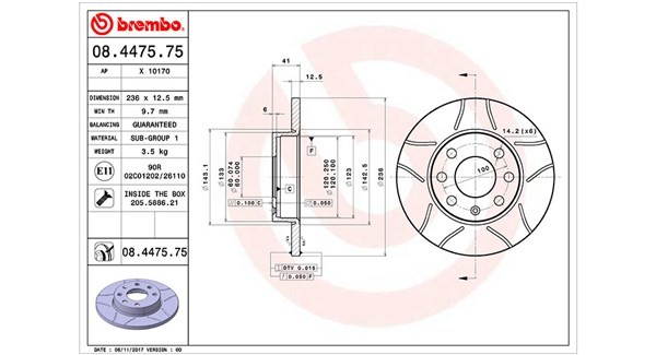 MAGNETI MARELLI 360406037205: Brzdový kotouč R: 236mm, opatřený drážkou, R: 236mm, se šrouby