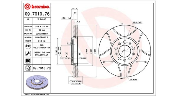 MAGNETI MARELLI 360406049305: Bromsskiva Ø: 288mm, Slitsad, Ø: 288mm, med skruvar