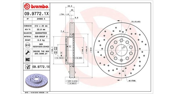 MAGNETI MARELLI 360406050602: Piduriketas Ø: 312mm, augustatud/sise, Ø: 312mm, koos kruvidega