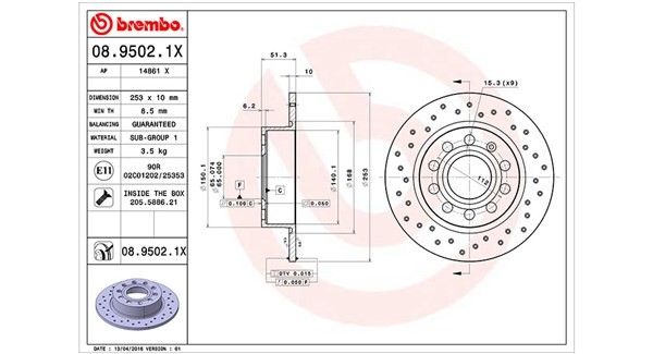 MAGNETI MARELLI 360406050702: Disco de freno Ø: 253mm, macizo, Ø: 253mm, con tornillos